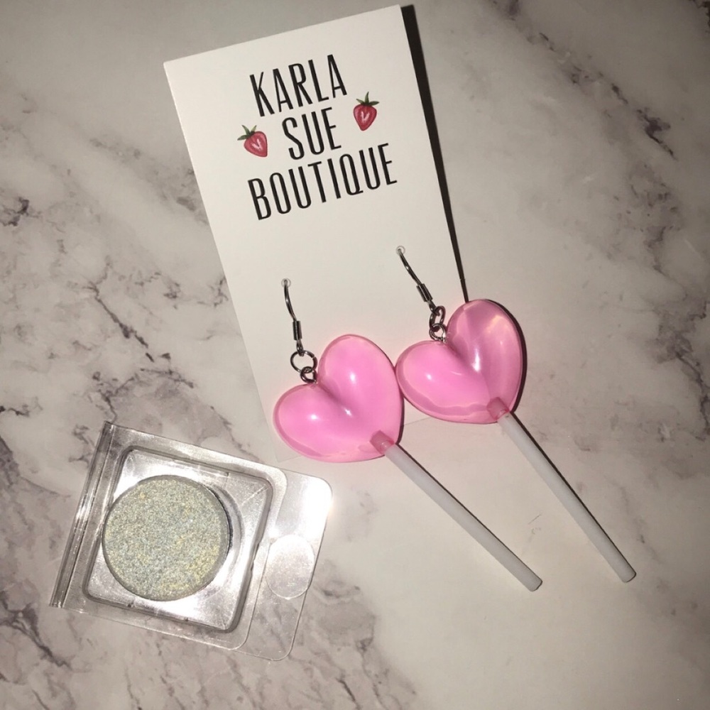 HOT PINK Lollipop Earrings + Highlighter Set